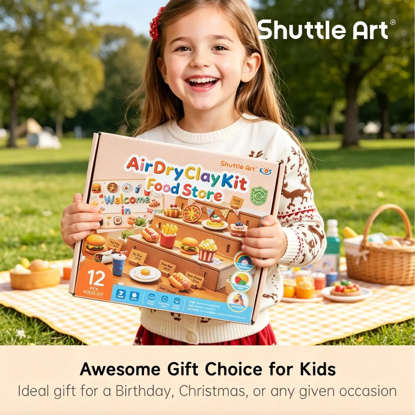 Shuttle Art Air Dry Clay - Cake/Food/Zoo Series, 30+ PCS Modeling