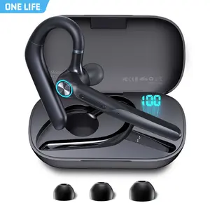 ONE LIFE G3 Driver Bluetooth Headset ENC Dual-Mic Noise Cancel V5.3, 60H Playtime, LED Case. Ideal for Truckers, Office & Driving Handsfree, One-Touch Mute, Secure Fit. Audio Headphone