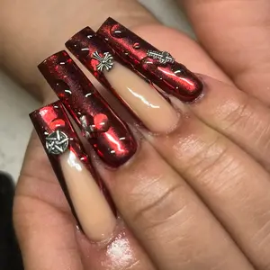 Luxury Red Chrome Press Ons Nail Art