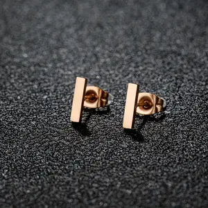 1 Pair Minimalist Rectangle Geometric Stud Earrings For Men