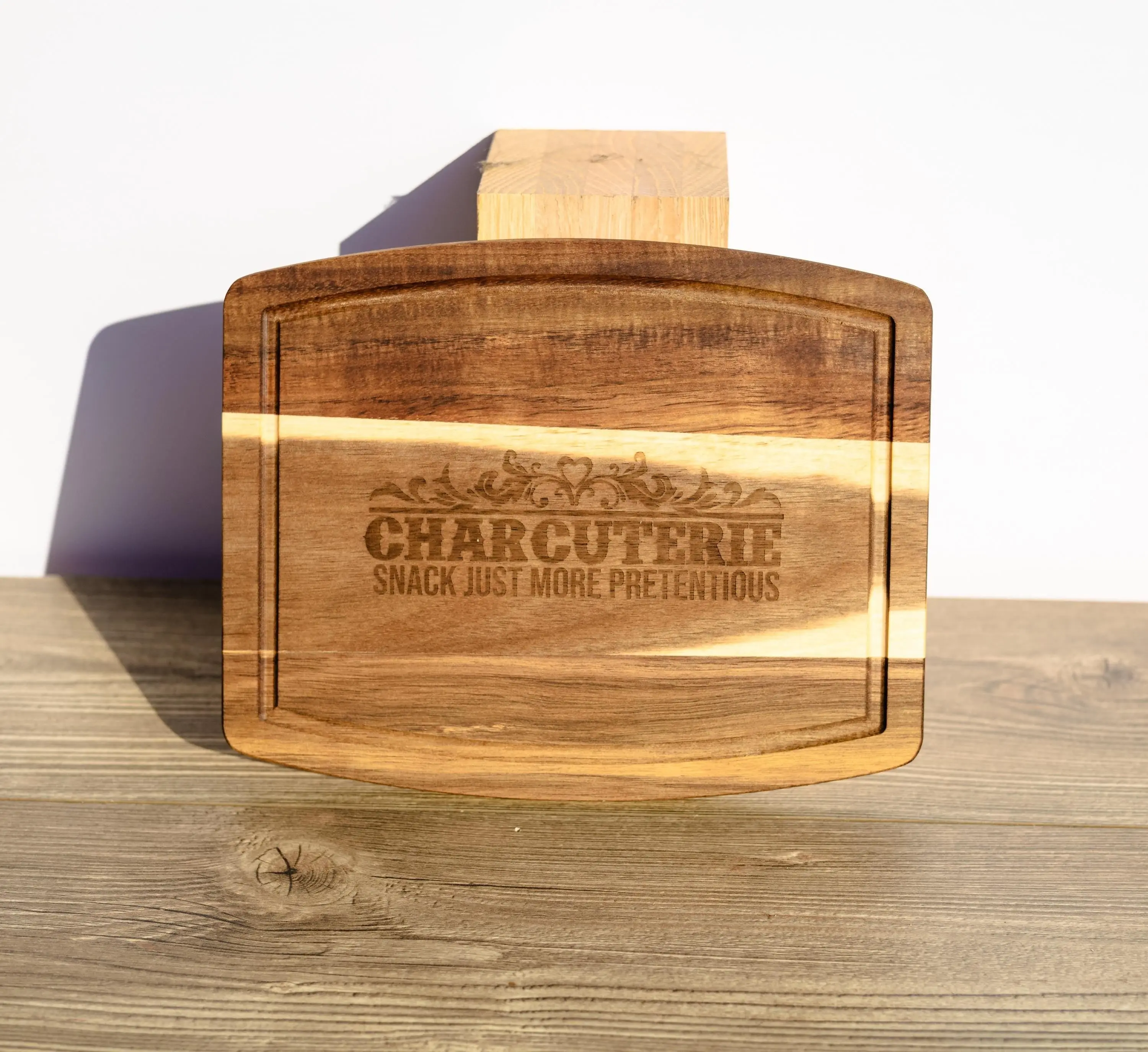 Laser Engraved Acacia Charcuterie Board - Rustic Snack Tray