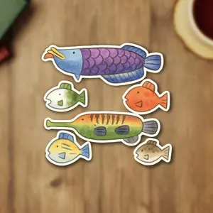 Wii Play Fish Stickers - Painted, Laptop Sticker, Water Bottle Sticker, Wii Fishing Game