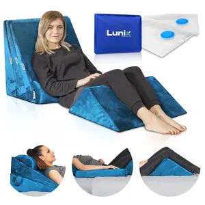 LX11 5-Piece Support for Abdominal Recovery & Lower Back Rest, Wedge Pillow Set, Ocean Blue