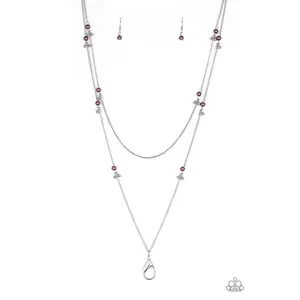 Ultrawealthy - Purple Pearl Silver Layered Lanyard Necklace - Paparazzi