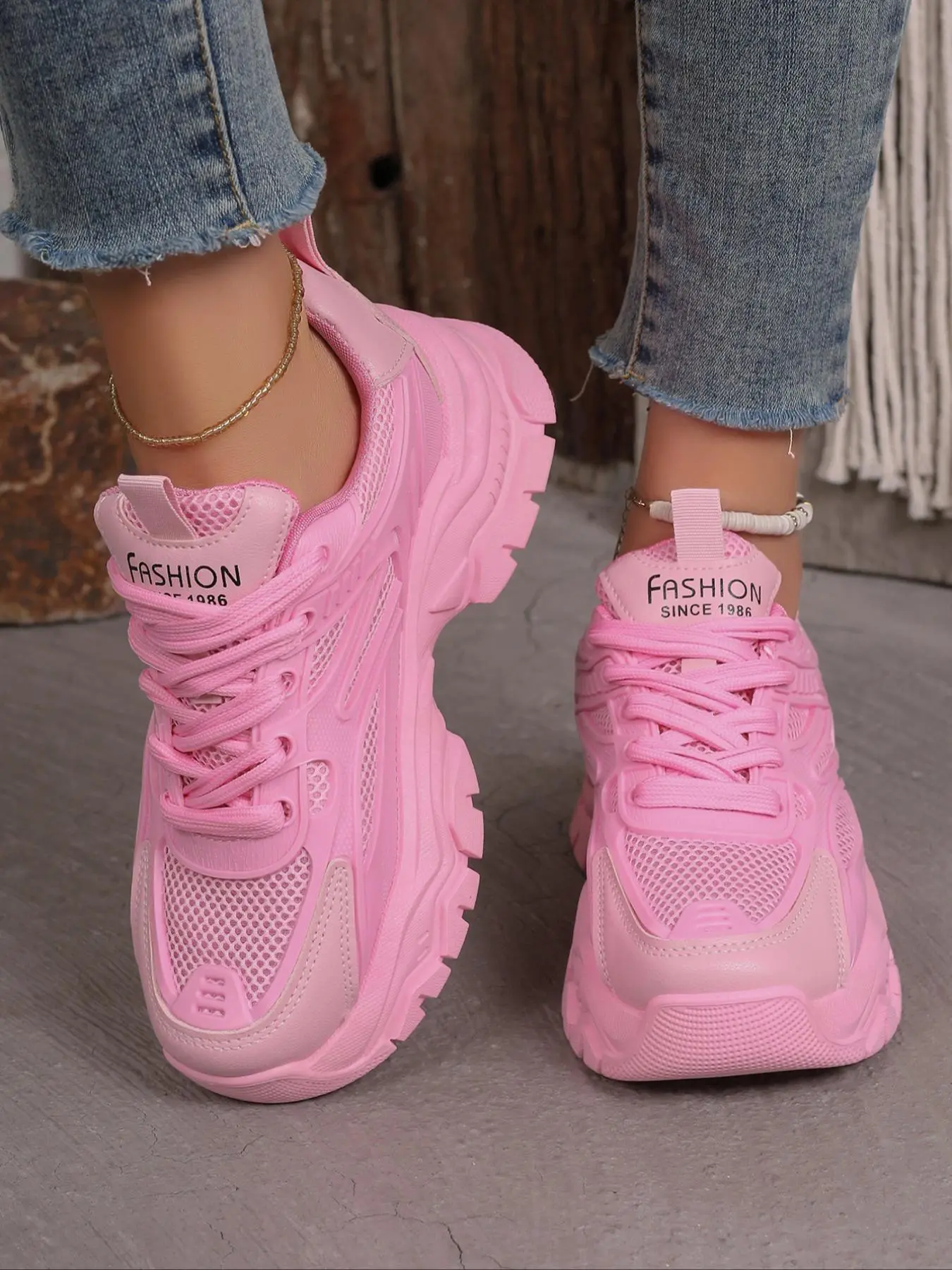 Women's Fashionable Lace Up Sports Walking Sneakers, Casual Comfortable Breathable Sports Walking Shoes, Stylish Walking Shoes, All-match Basic Sport Shoes for Daily Wear