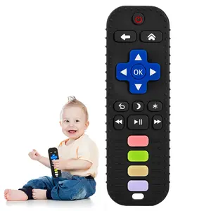 TV Remote Shaped Food-Grade Silicone Teether for Babies 3-18 Mo BPA-Free Chew Toy for Gum Relief Safe & Fun Design