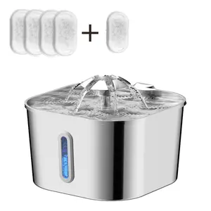 Cat Automatic Water Fountain 2.2L Stainless Steel Pet Water Fountain with 5 Filters Ultra-Silent for Dogs & Cats