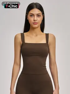 High Elasticity Square Neck Yoga Tank Top with Chest Padding, Outdoor Fitness Sports Bra for Women, Style