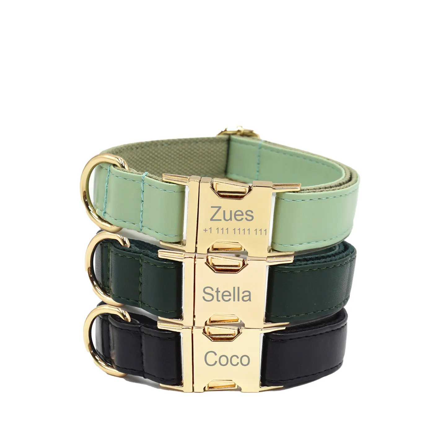 Personalized Dog Collar Textured Leather 1Pc Custom Laser Engraved Soft Cotton  Nameplate Durable ID Durable Material Easy to Install