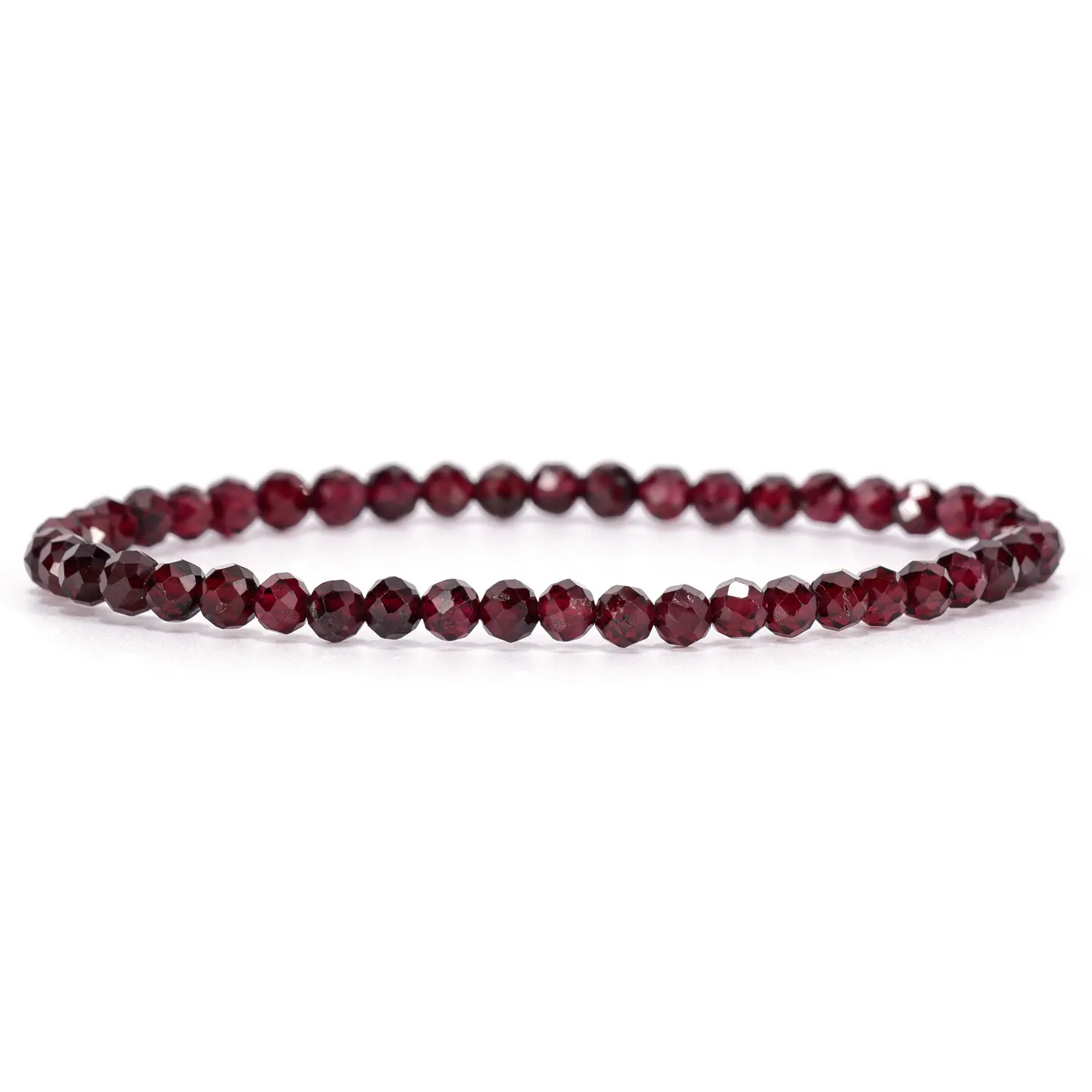 Angelstones Natural Red Garnet Gemstone Stretch Bracelet, 4mm Faceted Round Beads, Crystal Healing for Women