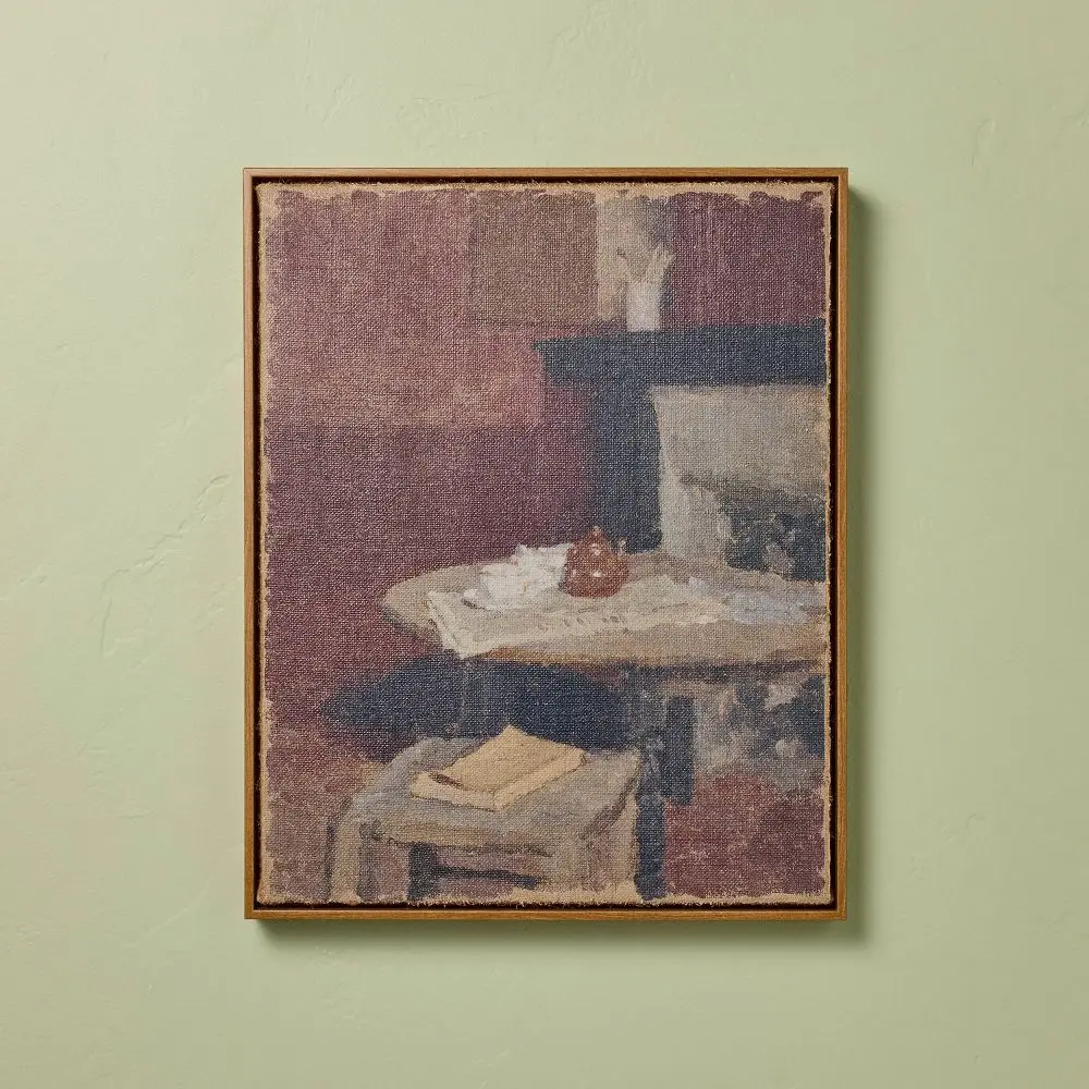 20"x16" Vertical Dining Still Life Framed Burlap Wall Art - Hearth & Hand with Magnolia