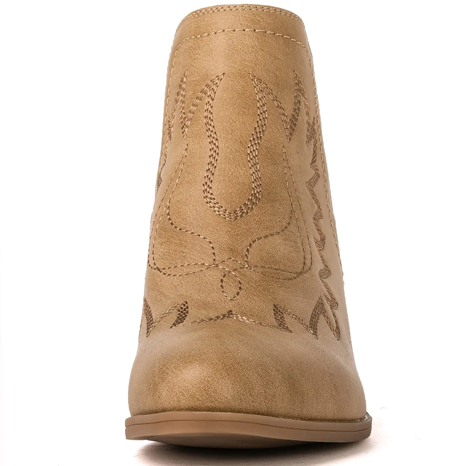 GLOBALWIN Women's Khaki Pull On Cowgirl Ankle Boots The Western Round Toe Classic Embroidery Western Cowboy Boots For Fall Cute Short Boots GLOBALWIN Women's Khaki Pull On Cowgirl Ankle Boots The Western Round Toe Classic Embroidery Western Cowboy Boots For Fall Cute Short Boots