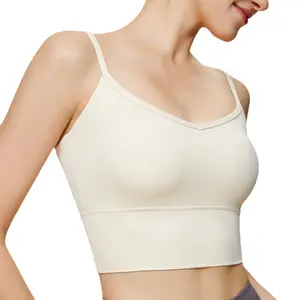 Running  Naked Feel Fixed Cup Sexy Thin Strap Yoga Vest Tummy Control Side Breast Bra letter print wireless  playful lingerie cup pad sculpt  touch  waist  trainer   Waist Trainer corset waist trainer corset shapewear  g Women's Padded V-Neck Sports Bras