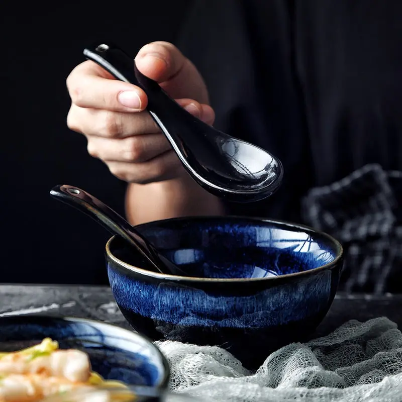 Cat Eye Blue Ceramic Rice Bowl