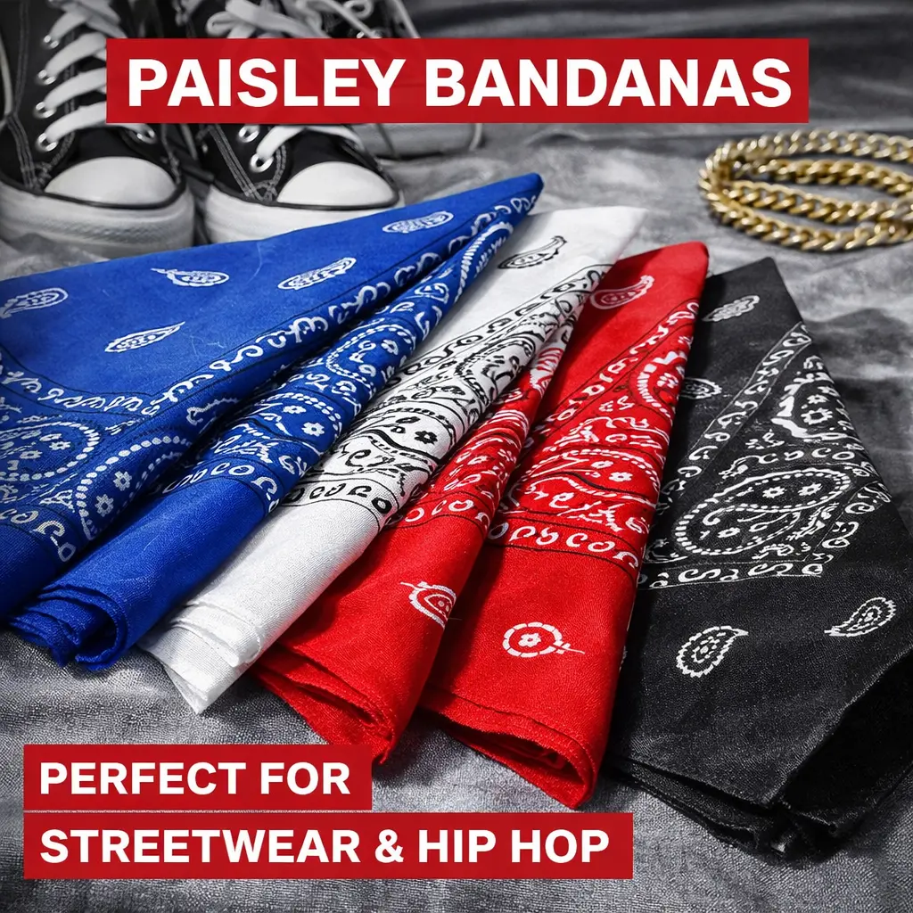 Cotton Bandanas 12 Packs 22"x22" Large, Double Sided Printed Unisex Kerchief, Soft Womens Hair Accessories for Head Wrap, Neck Scarf, Doo Rag for Men, Summer Vibe Boho Bandana