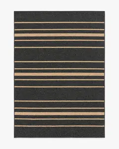 Arden Stripe Black & Natural Performance Weave Rug