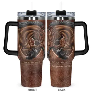 Horse Pattern Tumbler with Lid, 1 Count Stainless Steel Water Bottle, Insulated and Durable Water Cup for Birthdays, Holidays, Family, Friends, Coworkers, Drinkware