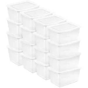 Sterilite 58 Qt Storage Box, Stackable Plastic Container Home Organizer, 16 Pack