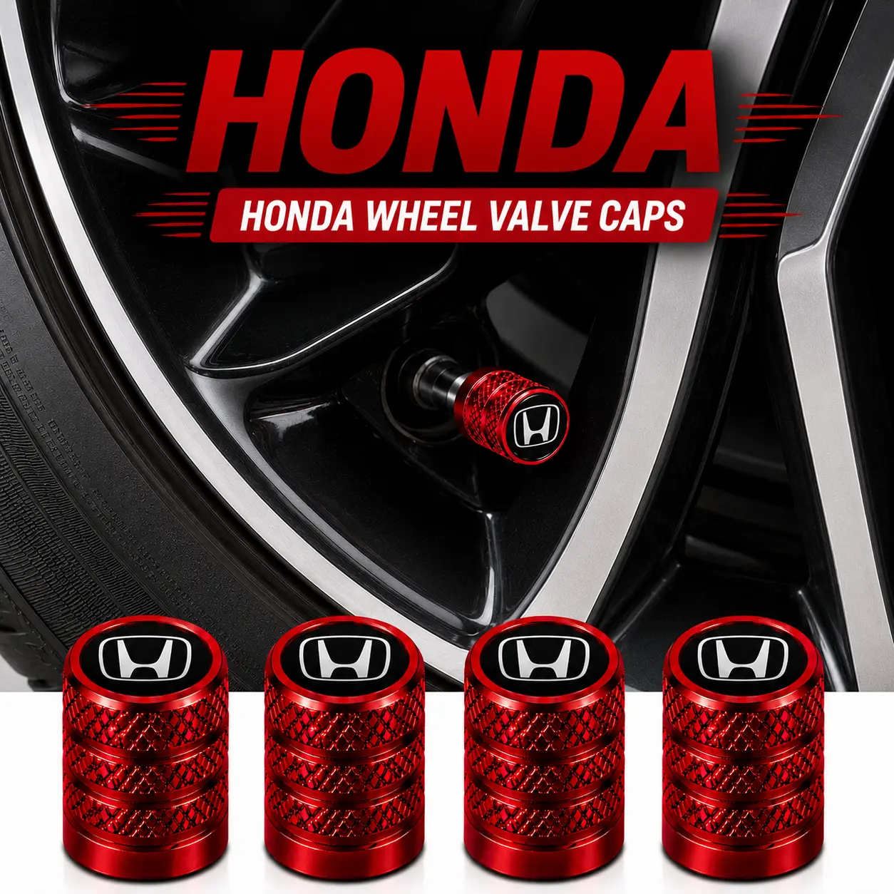 5Pcs Lightweight Sport Aluminum Tire Valve Stem Caps Fit for Honda CR-V Civic Accord Pilot HR-V Odyssey Ridgeline Fit Insight Passport, Slim Design Rubber Seal Anti-Rust Dustproof Wheel Air Valve Cover Sporty Car Accessories