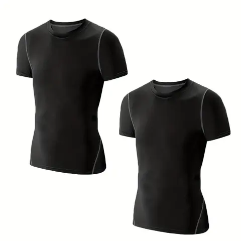 Boy's Top Stitching  Compression Shirt, Athletic Short Sleeve Football Undershirt, Soccer Sports Base Layer Top for All Seasons, Athletic Wear, Sporty Design, Sports Jersey Top, Youth Sports Tops