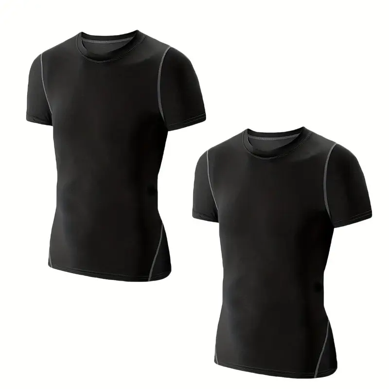 Boy's Top Stitching Compression Shirt, Athletic Short Sleeve Football Undershirt, Soccer Sports Base Layer Top for All Seasons, Athletic Wear, Sporty Design, Sports Jersey Top, Youth Sports Tops