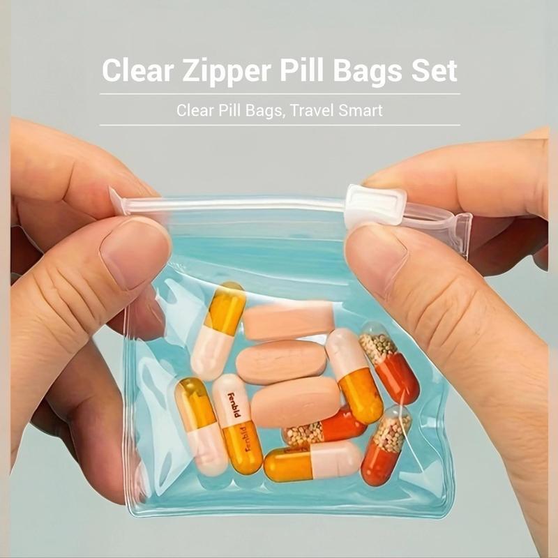 Zippered Pill Pouch Bags - 10 Pcs, Slide Lock Clear Plastic Mini Bags, BPA-Free for Pills Vitamins, Supplements, Medications, Jewelry, Crafts, Small Objects - Self-Sealing, Reusable, Travel-Friendly