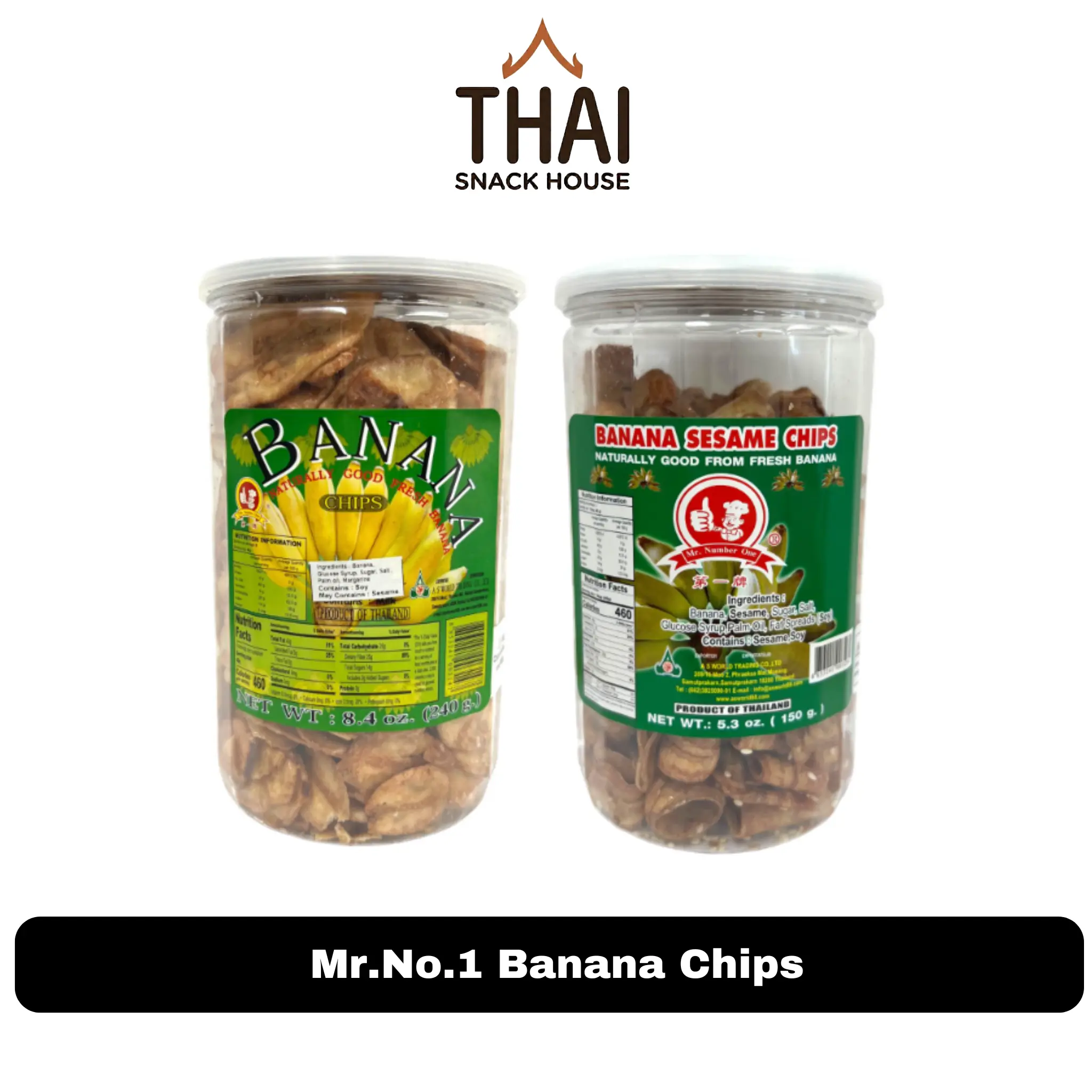 Mr.No.1 Tropical Crispy Banana Chips, Sesame-Flavored Crunchy Snack