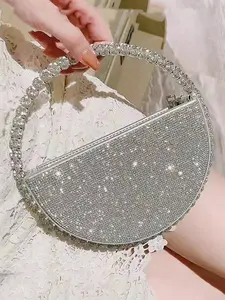 Women's Elegant Rhinestone Decorated Evening Bag, Exquisite Trendy Chain Strap Clutch Bag, Fashionable Bag for Party Decoration