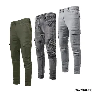 JUNBAOSS Men's Multi(1,3) Pack Slim Fit Stretch jeans Distressed Straight Leg Cargo Skinny Denim Pants for Casual Streetwear Comfort Flex Waist Classic 5-Pocket Stylish Jeans