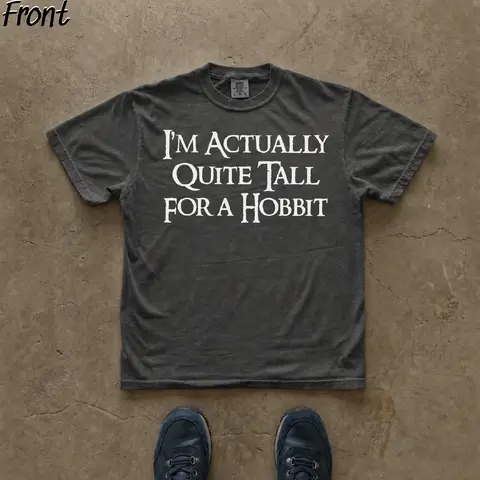 Men's Fitted Cotton Casual Stylish Tee - Lord of the Rings Hobbit Quote Graphic, Crew Neck, Lightweight, Cute, Expandable, All Seasons, Machine Washable, Cold Wash Only, Do Not Dry Clean, Gift Option, Casual Hangouts