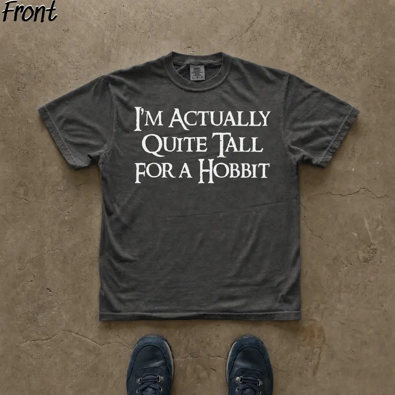 Men's Fitted Cotton Casual Stylish Tee - Lord of the Rings Hobbit Quote Graphic, Crew Neck, Lightweight, Cute, Expandable, All Seasons, Machine Washable, Cold Wash Only, Do Not Dry Clean, Gift Option, Casual Hangouts