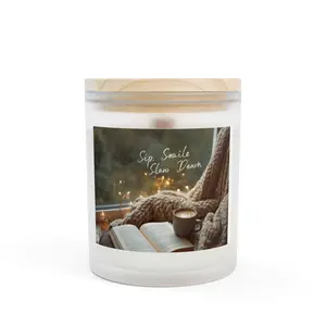 Cozy Moments Candle – 'Sip, Smile, Slow Down' Frosted Glass 11oz