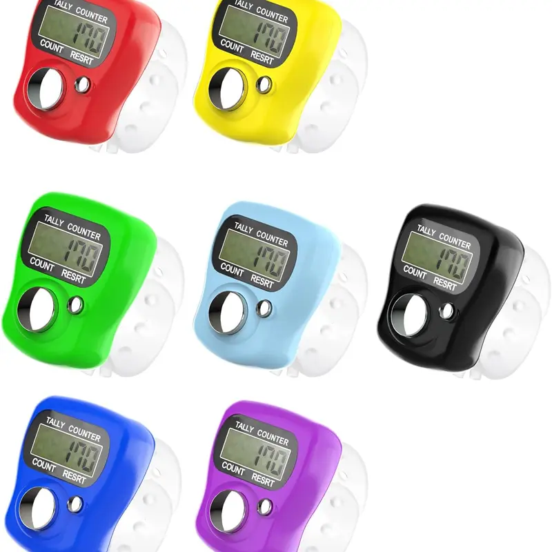 KTRIO Plastic Electronic Finger Counter with Adjustable Ring, 5-Digit Mini LCD Digital Display, Compact for Pockets, Fidget-Ready Click for Knitting, Coaching, Sports & Outdoor Pedometer Accessory for Office, School Use