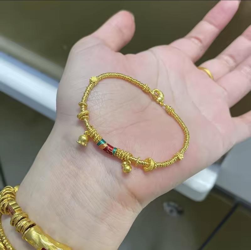 9999 24K Real Gold Coiled Bracelet for Women 2025 New Retro Exquisite Niche Design Light Luxury Style Perfect Gift for Girlfriend