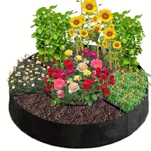 SummerVibes Heavy Duty 7-Compartment Felt Fabric Planting Bag Large Round 6+1 Grid Raised Garden Bed Portable Planter for Patio Yard Home Gardening