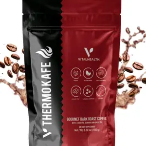 VitalHealth V-THERMOCAFE Coffee Gourmet Dark Roast with L-Carnitine Guarana & Green Tea Natural Energy Boost 5.30 oz