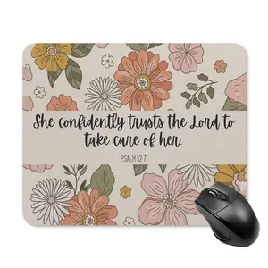 Letter & Flower Pattern Mouse Pad, Rectangle Gaming Mousepad, Anti-skid Rubber Mouse Mat Decorative Mouse Mat For Home Office Desk