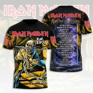 Iron Maiden World Tour 2026 All Over Print Shirt, Unisex Streetwear Tee AOP All Over Print 3D Shirts for Men for Women