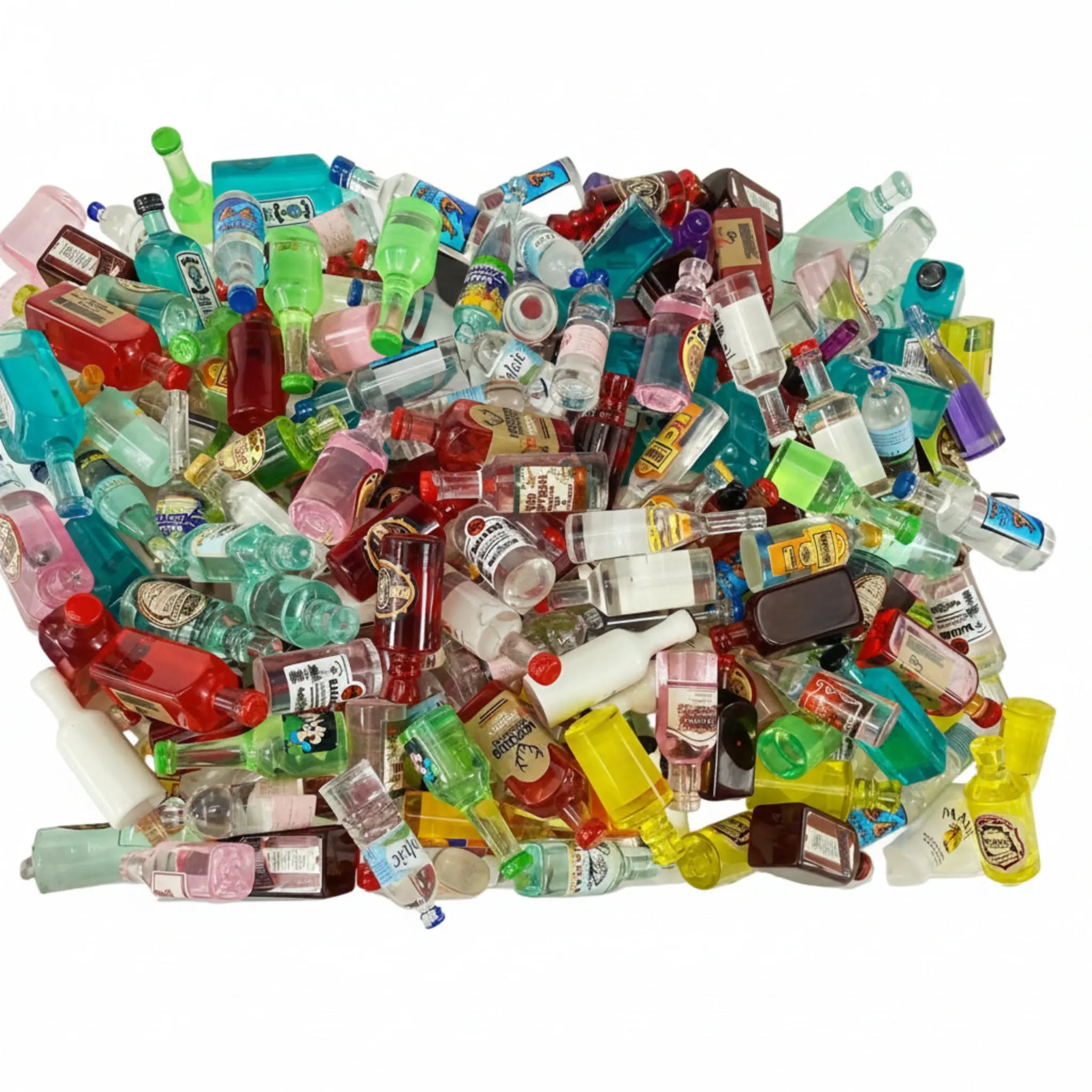 32 Mini Acrylic Bottle Charms for DIY Jewelry & Tiny House Crafts