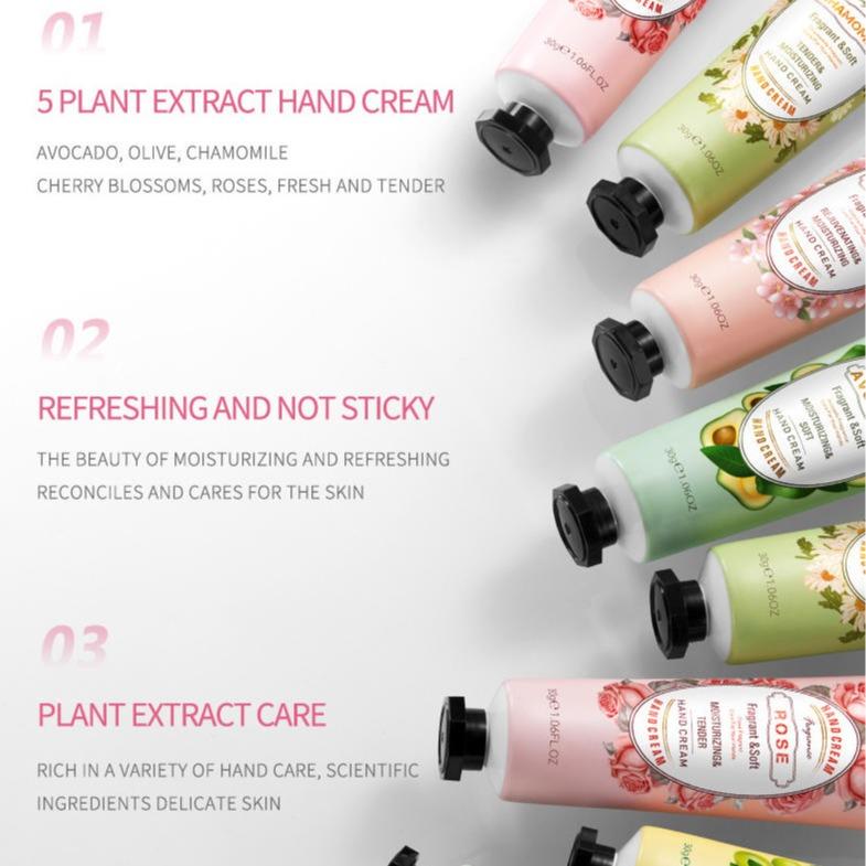 Colorful Fruit Hand Cream- Moisturizing Hand Cream for Women & Men - Five odors - Daily Hydration & Nourishment - Compact & Convenient - Soothes Cracked Hands