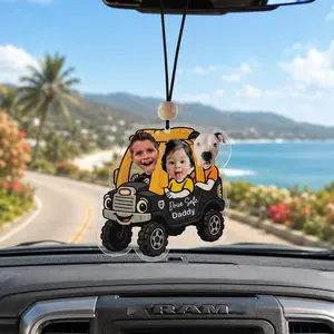 Drive Safe Daddy – Toy Truck | Custom Car Charm with Kids & Pet Faces