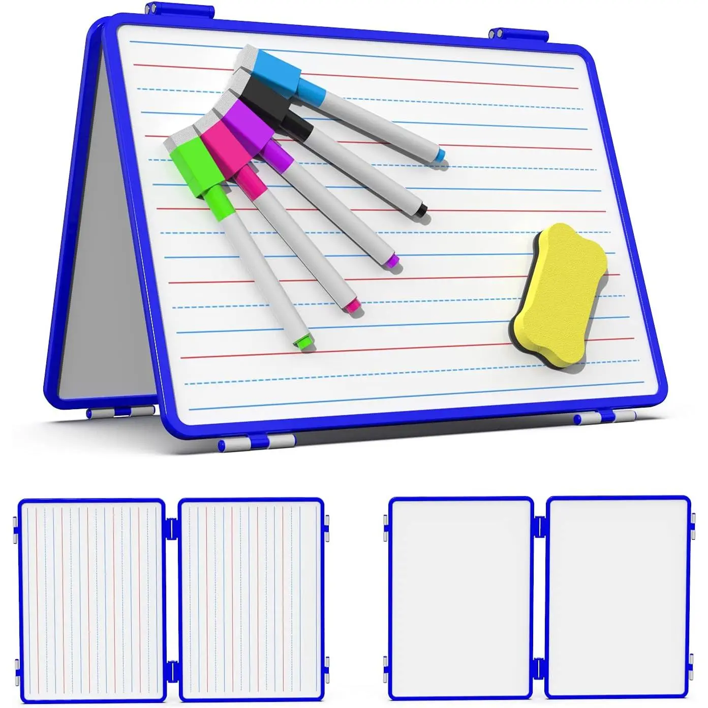 Sm Dry Erase White Board, 4 Writing Sides Desktop Whiteboard Sm White Board for , 11.5x17" Foldable Whiteboard for School Office Desk