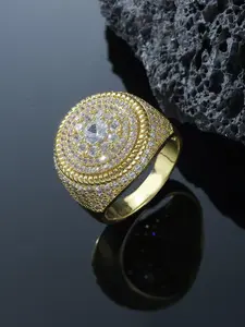 Luxury Rhinestone Decorated Brass Ring, Fashion Matching Accessories For Party, Daily Clothing Decor For Men, Elegant Rhinestone Ring, Elegant Everyday Ring