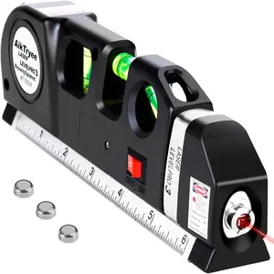 Level Line Tool, Multipurpose  Level Kit Standard Cross Line  leveler Beam Tool with Metric Rulers 8ft/2.5M for Picture Hanging cabinets Tile Walls by .