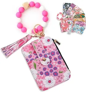 Boho Beaded Wallet Keychain Wristlet Wallet for Women