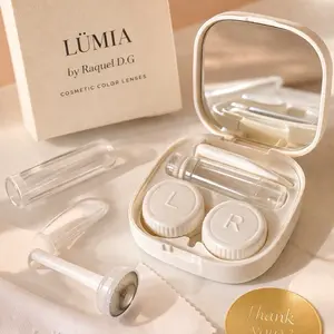 LÜMIA Luxury Eye Kit – Aesthetic Contact Lens Case Organizer with Mirror, Tweezers & Applicator (Travel Friendly)