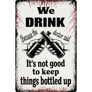 Retro Art We Drink Backyard Bar Humor Metal Signs Vintage Wall Decor 8x12 in