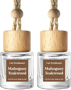 C Classy Car Air Freshener Hanging  Pack, Mahogany Teakwood Essential Oil Diffuser, Cute Glass Bottle, LongLasting Fragrance Car Accessories for Women & Men, Made in USA
