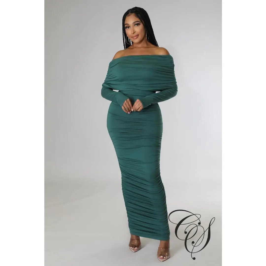 Luna Bardot Long Sleeve Maxi Dress - TikTok Shop