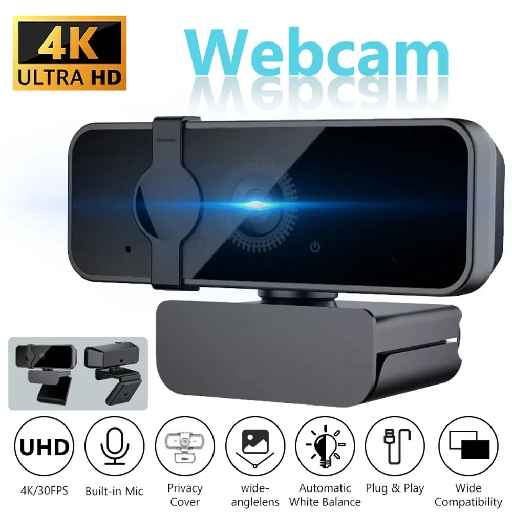 Webcam Pro Auto Focus Wide Angle Camera Noise Cancelling Mic & Privacy Shutter - Plug and Play USB Computer Webcam for PC Gaming, YouTube Streaming, Online Classes Autofocus Webcam